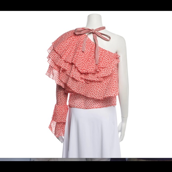 Rosie Assoulin Cork Screw One Shoulder Ruffle Top NWT - Picture 9 of 10